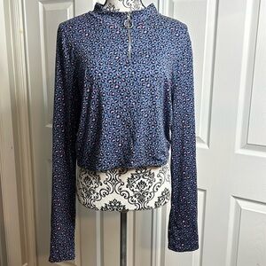 One By One Leopard Print Crop Top Zipper Long Sleeve 3XL